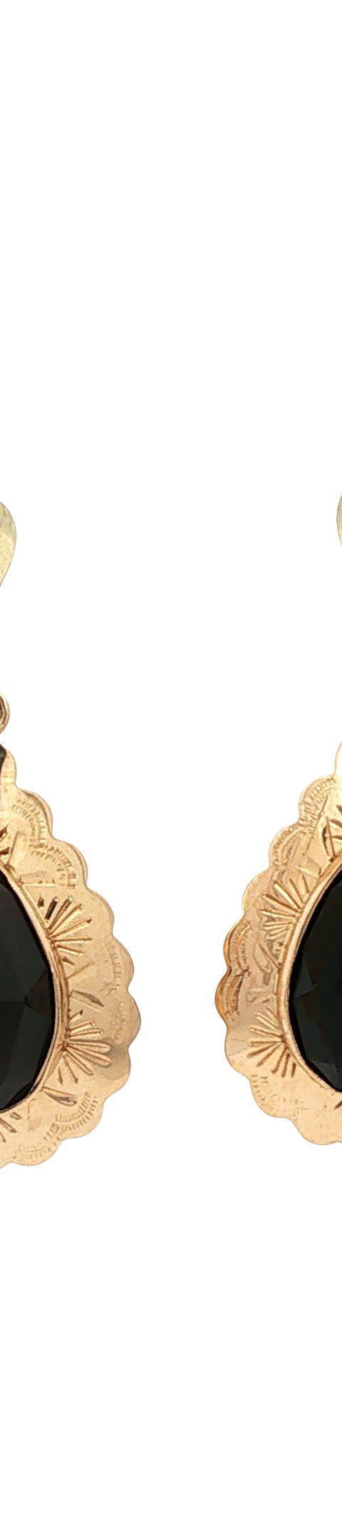 Vintage 14K Gold Drop Earrings with Garnet